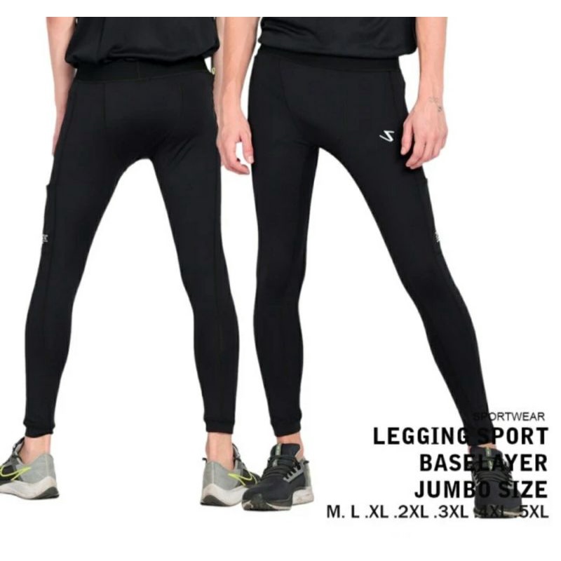 Celana Legging Baselayer Pria Super JUMBO XXXXXL Legging Ketat Atlet Renang Gym Fitnes Yoga Super Adem Baselayer Premium Hitam