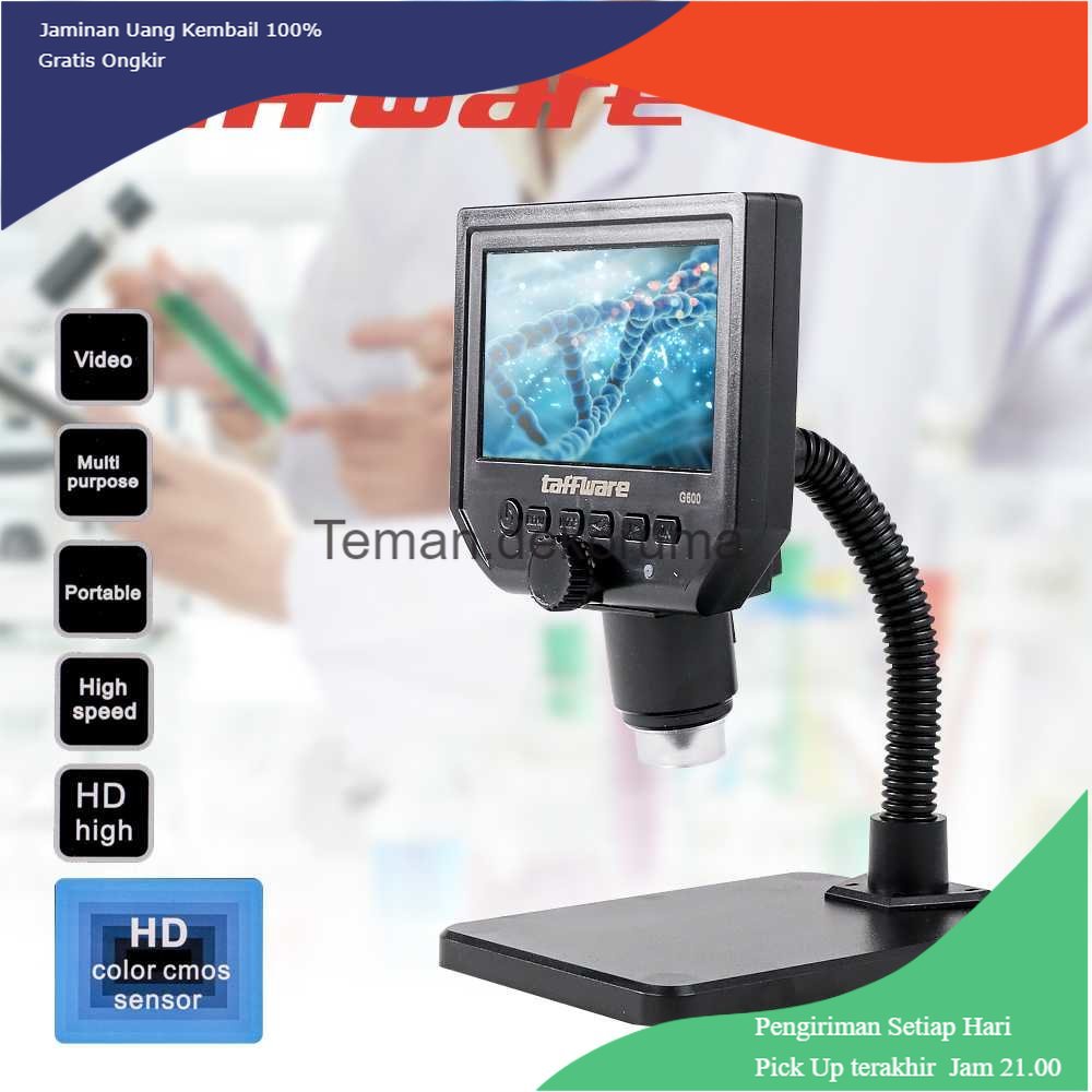 TD - PR2 Taffware Mikroskop Digital 3.6MP 600X Monitor &amp; Fleksibel Stand - G600