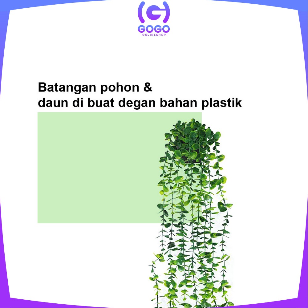 GOGO-C622 C631 Pot Tanaman Hias Bunga Plastik Artifisial Plant / Tanaman Hias Gantung Daun Rambat Dekorasi Dinding