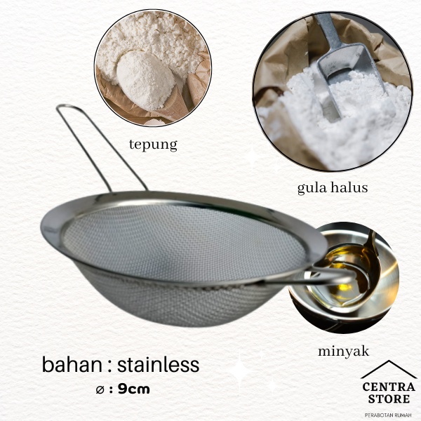 Saringan Tepung Stainless Serbaguna Gagang Ayakan