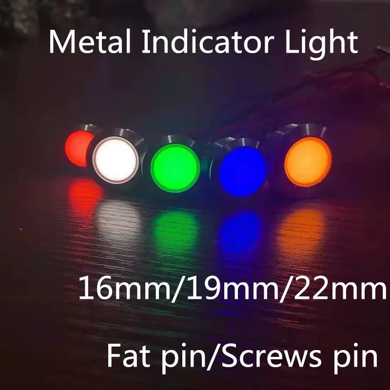 Lampu Pilot 12V 24V 16Mm Tahan Air IP67 Logam Stainless LED Indikator