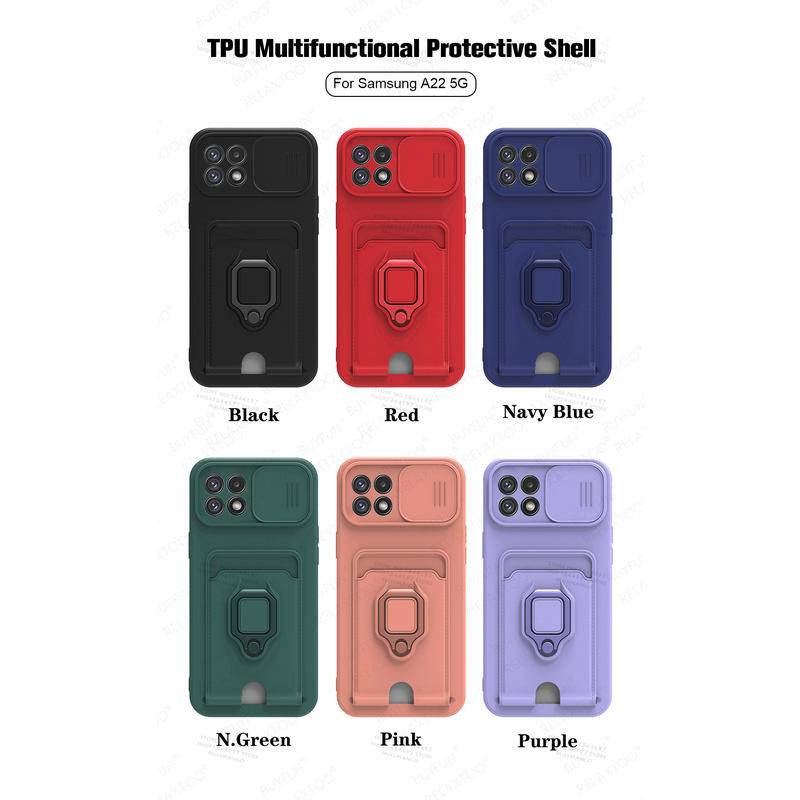 Case Pelindung Lensa Kamera Dengan Slot Kartu Magnetik Untuk Samsung Galaxy A22 4G 5G