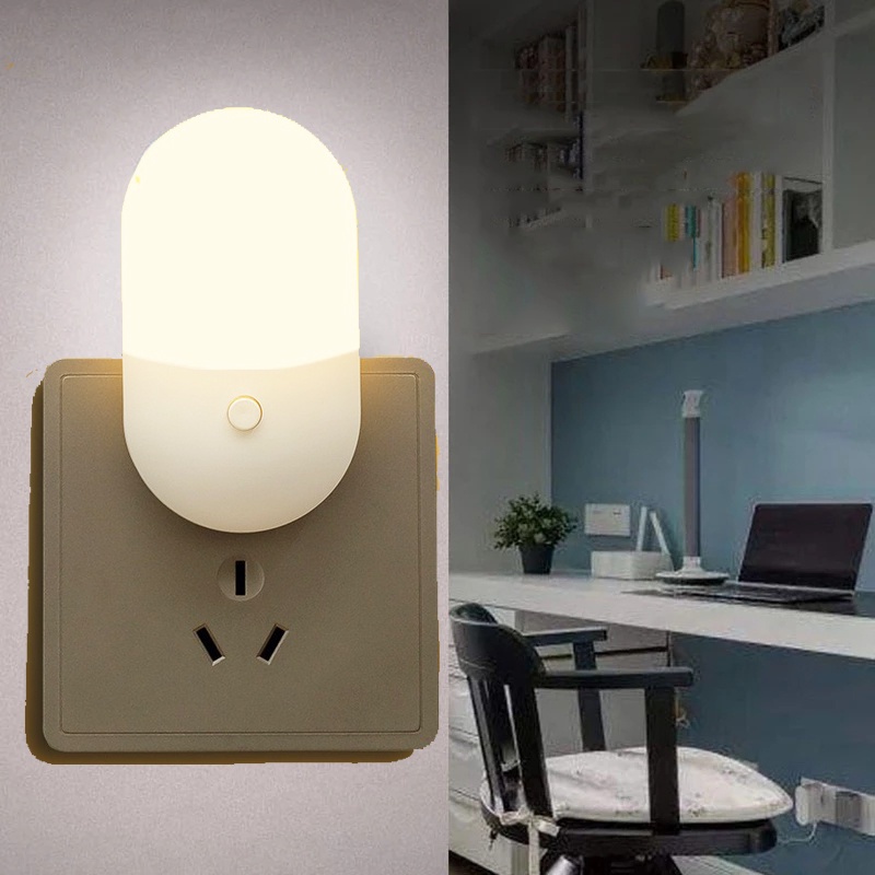 Led Dimmable Bedside Night Light Lucu Warna Hangat Lampu Tidur Bayi Hemat Kamar Tidur Koridor Balkon Lampu Plug-In LED Night Light Multifungsi