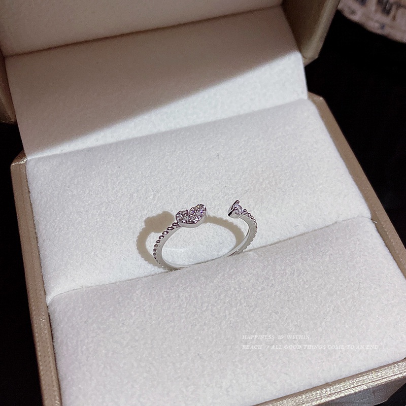 Cincin S925 Sterling Silver Desain Hati Hias Kristal Berlian Untuk Wanita