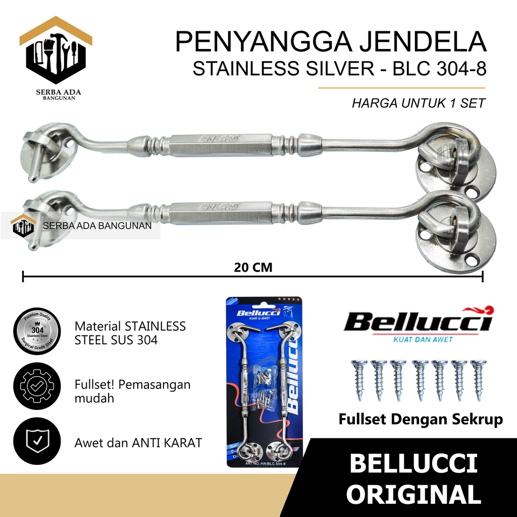 Hak Angin Bellucci / Window hook / Kait jendela / HA BLC 304-8