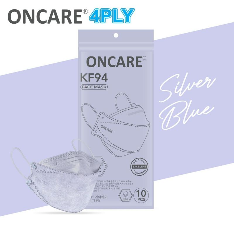 MASKER KF94 ONCARE DEWASA WARNA SILVER BLUE ISI 10PCS MASKER KF94 DEWASA