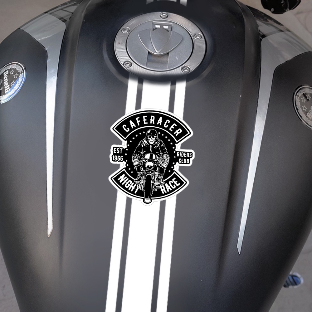 Café Racer Retro Knight Skull Sepeda Motor Stiker Reflektif Knight Spirit Motocross Helmet Stiker Dekoratif Tahan Air untuk Harley CVO DYNA Glide Touring Softail