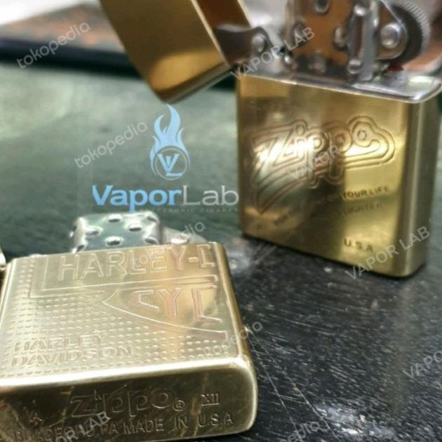 mancis korek api zippo zipo dua 2 suara denting GOLD kuningan asli - GOLD K