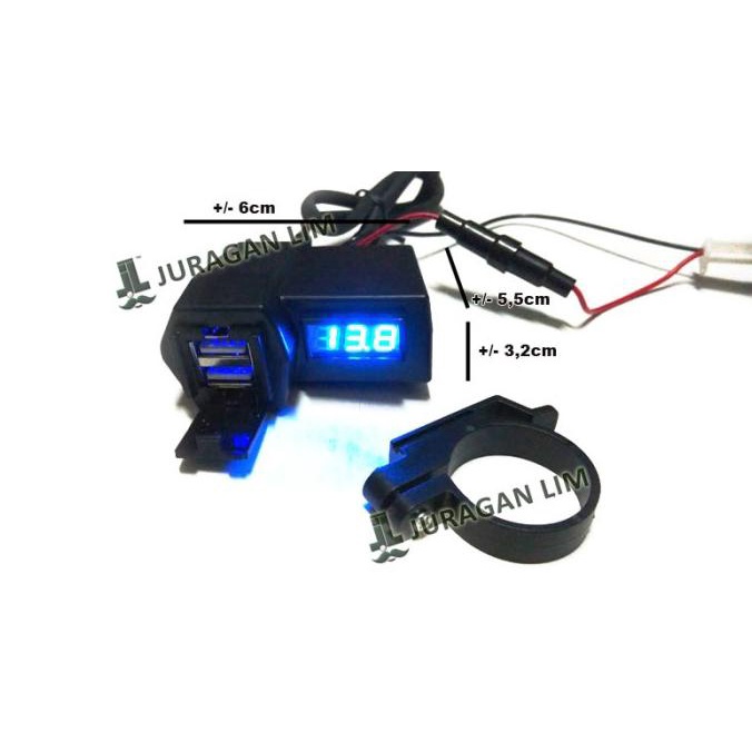Voltmeter plus Charger HP 2 in 1 Mobil/Motor
