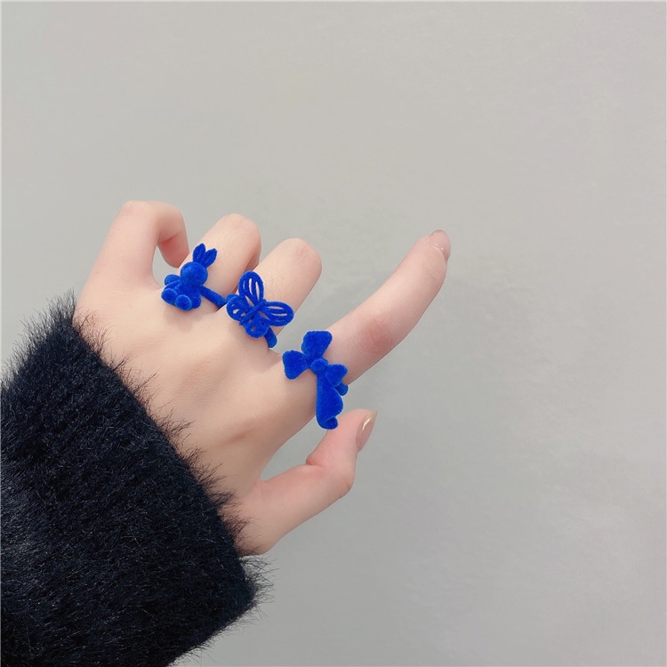 Cincin Model Terbuka Desain Kelinci Dan Pita Untuk Wanita