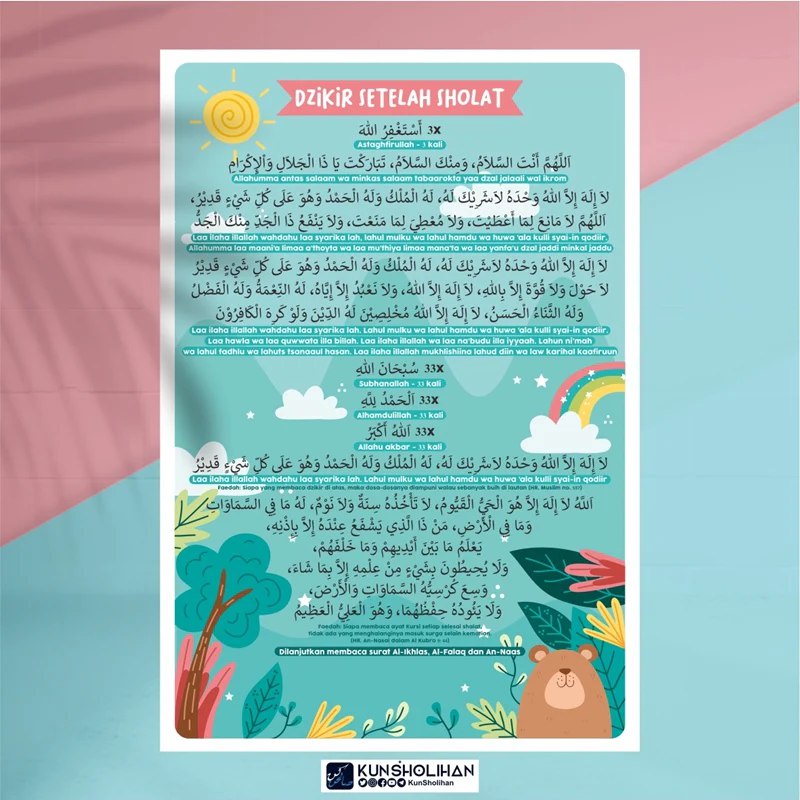 POSTER DZIKIR SETELAH SHOLAT (KUN SHOLIHAN)