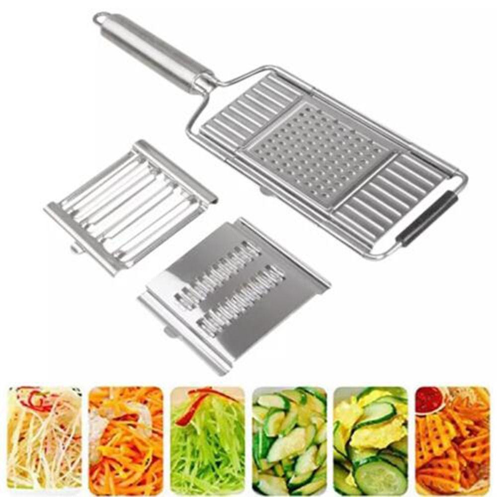 Preva 3pcs/set Chopper Sayur Aksesoris Dapur Praktis Stainless Steel Tiga Mata Pisau Dapat Diganti Pemotong Sayuran Multi-Fungsi