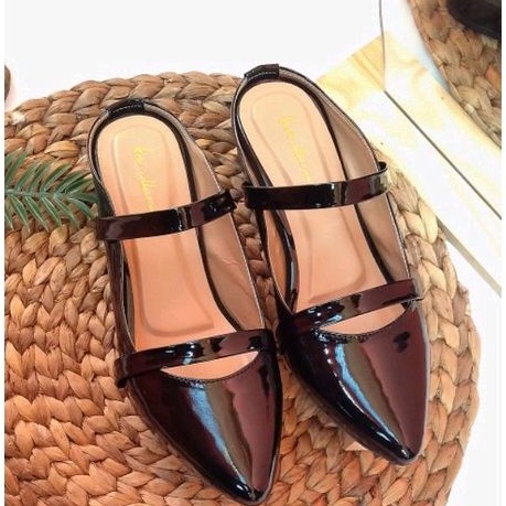 KNS HELS sepatu pantopel wanita bustong hak tahu 3cm