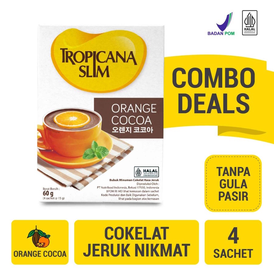 

Tropicana Slim Orange Cocoa isi 4 Sch - Minuman Cokelat No Sugar