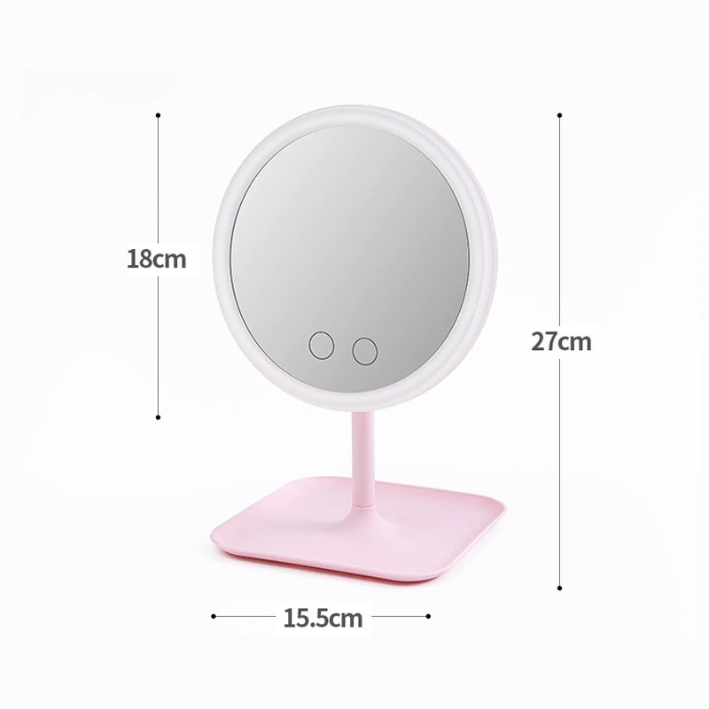 Biutte.co Cermin Makeup Led Light Rechargeable Portable Foldable Mirror