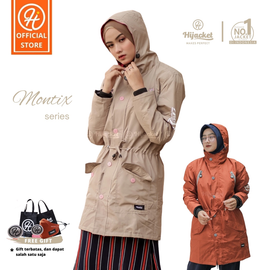 ⭐️BEST SELLER⭐️ Jaket Parka Wanita Muslimah Hijaber - Hijaket Montix Panjang Waterproof Anti Air