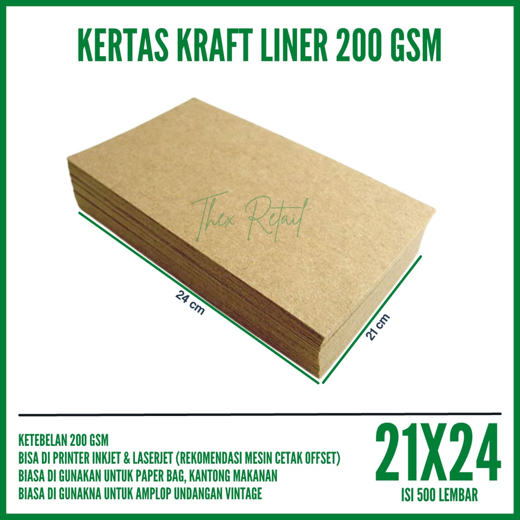 

Kraft Liner 200gsm Custom Isi 500 Lembar / Kraft Liner 21x24 200gsm