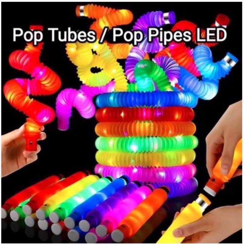 (SUN) PIPA LED VIRAL MAINAN ANAK POP TUBES LIGHT UP POP PIPES SELANG LAMPU STICK PIPA KREASI