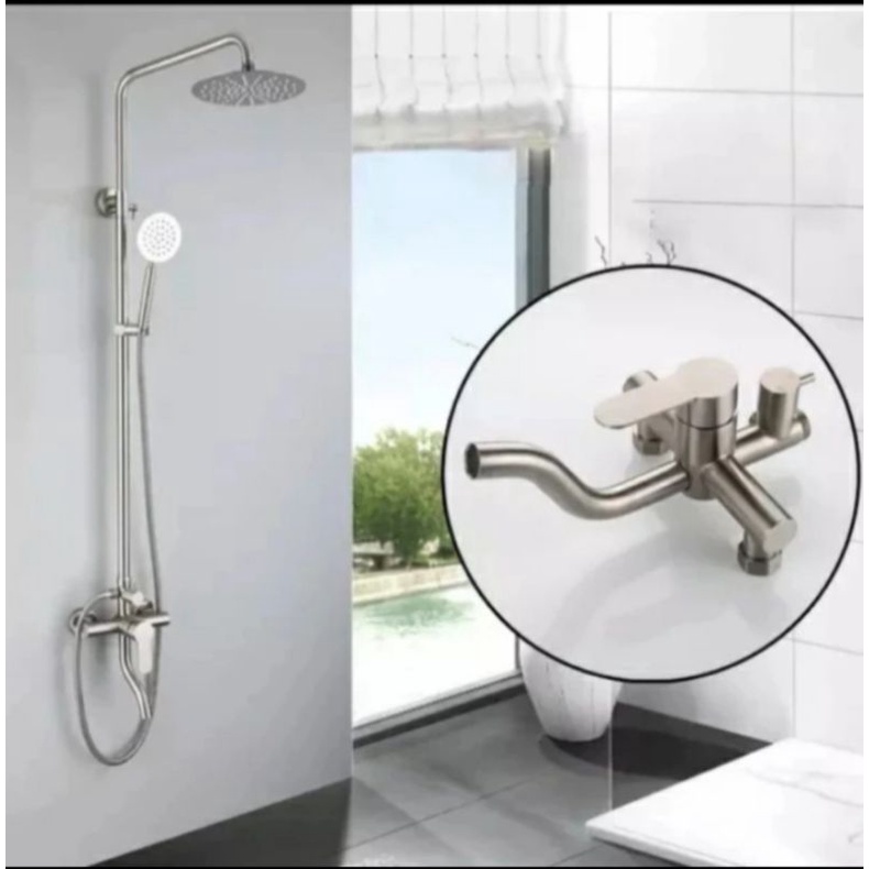 shower tiang column panas dingin sus 304/tiang shower mandi 1 set /keran air panas dingin sus 304