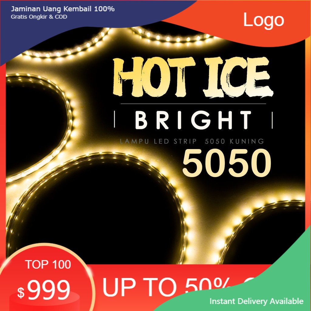 LAMPU LED STRIP SELANG 5050 kuning SMD AC 220V METERAN (1M-100M) OUTDOOR AND INDOOR