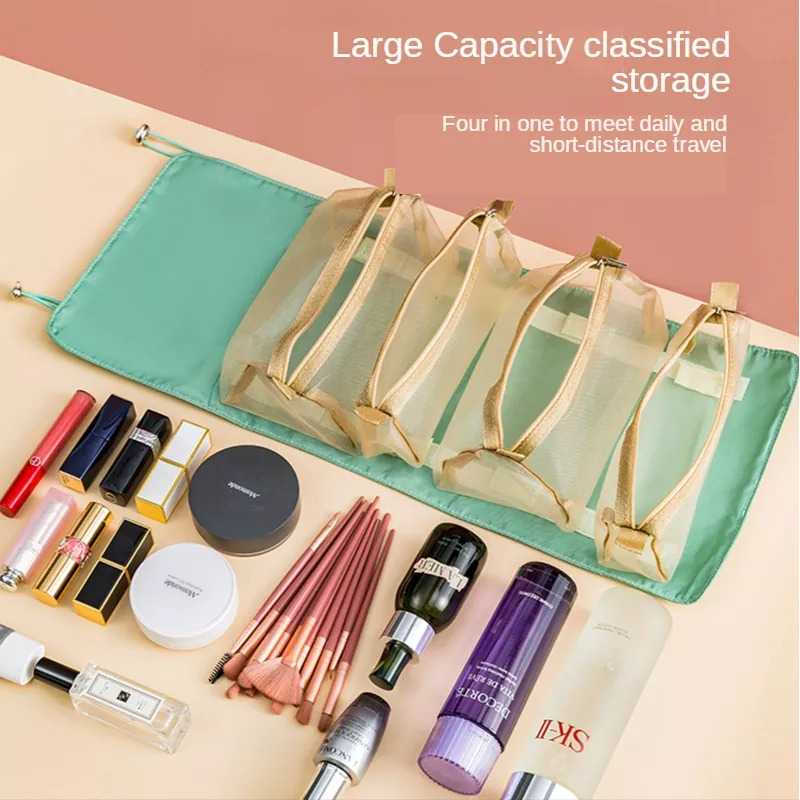 LEEGOO Tas Make Up 4 in 1 Roll Portable Organizer Make Up Pouch