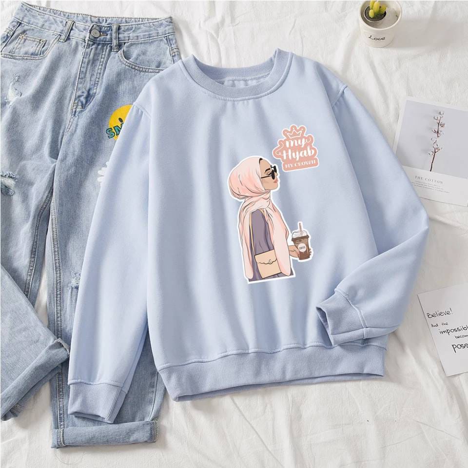 BEFAST - ZEC OOTD Sweater HAYAN / FLEECE Sweater My Crown / Atasan Lengan Panjang / Sweater Casual Remaja ABG / Pakaian Kekinian Wanita / Sweater Oversize Terbaru / Fashion Wanita Hijab / Sweater Motif / Termurah