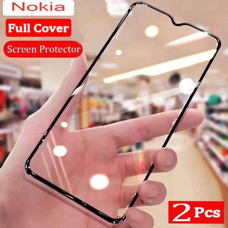 Pelindung Layar Tempered Glass Full Cover Untuk Nokia C01 C100 C20 C200 C21 C30 G10 G11 G20 G21 G300 G400 G50 Plus 5.1 5.4 6.1 X20 X100 X20