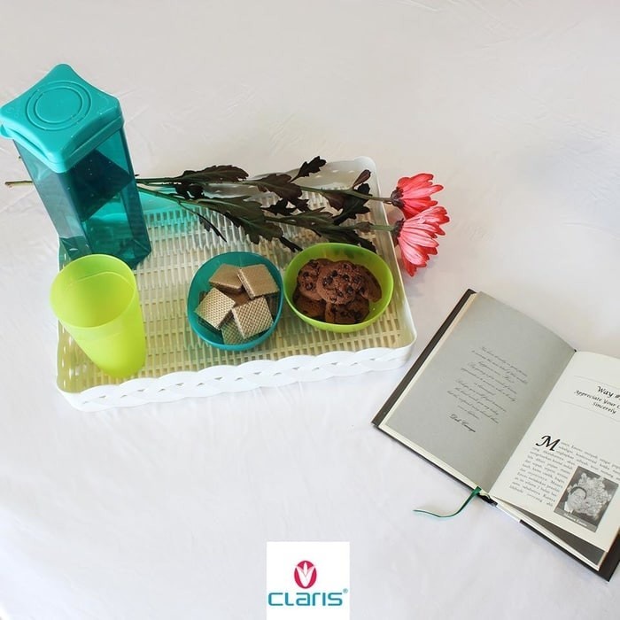 CLARIS 0562 KERANJANG ANYAMAN NAMPAN ROTAN PLASTIK TRAVESSA LARGE TRAY ROTA