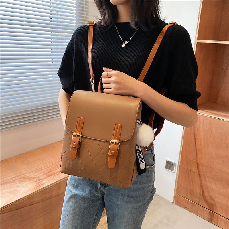 ♝Seraser Gaya Inggris Ransel Tren Fashion Tas Wanita Klasik Tas Ransel Serbaguna Warna Polos Sederhana Tas Edisi Premium Wanita