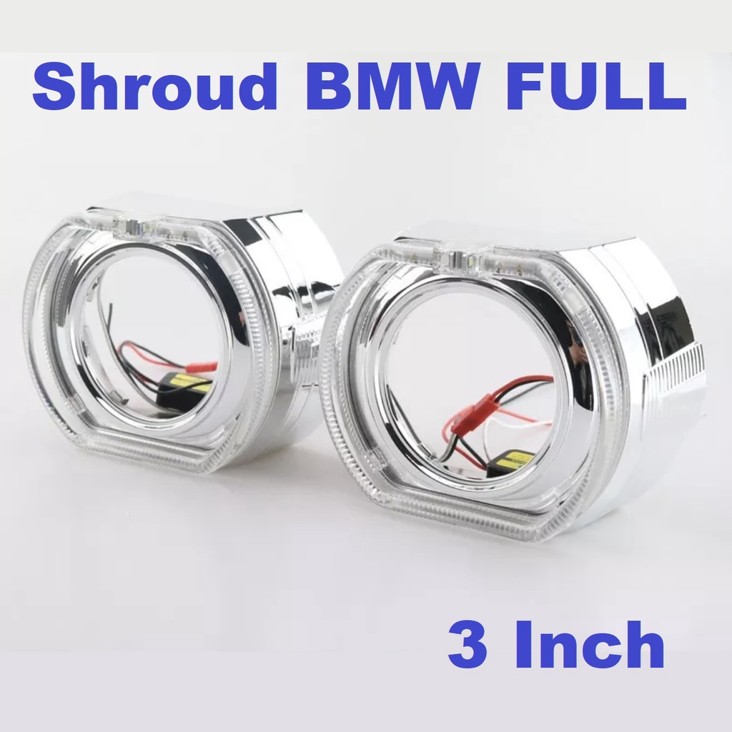 Shroud Projector BiLED BMW FULL Sport Angel Eye Crystal Projie HID 2.5 Inch 3 Inchi Inci Kristal Motor Mobil