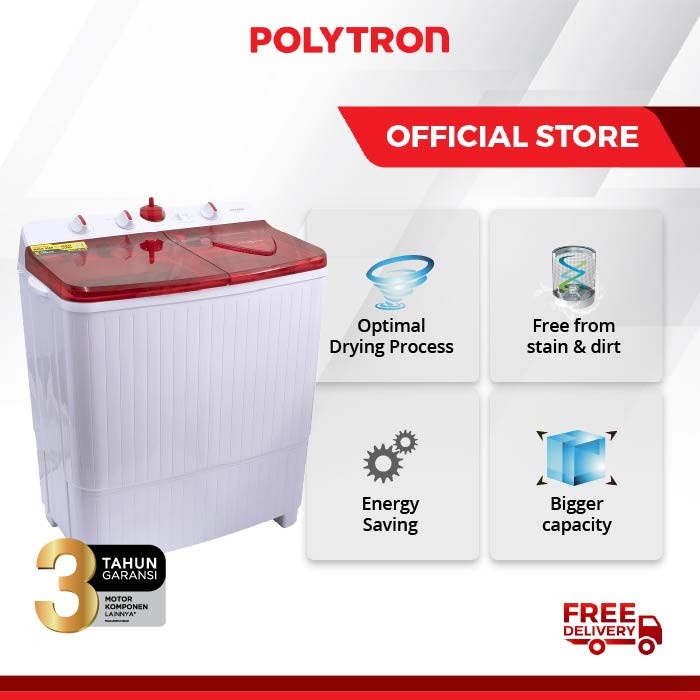 POLYTRON PWM 801 Mesin Cuci 2 tabung 8Kg Primadona Samba