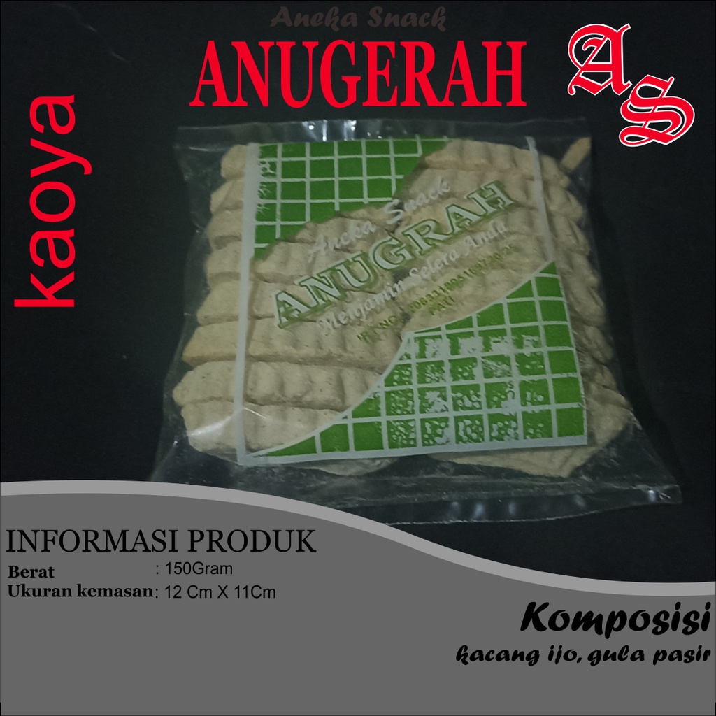 

kaoya kacang hijau Aneka snack anugerah plastik 150 Gram