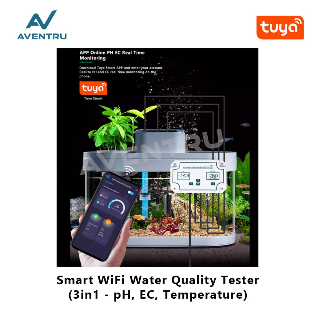 Smart WiFi Tuya 3in1 PH EC Temperature Meter Tester W2823