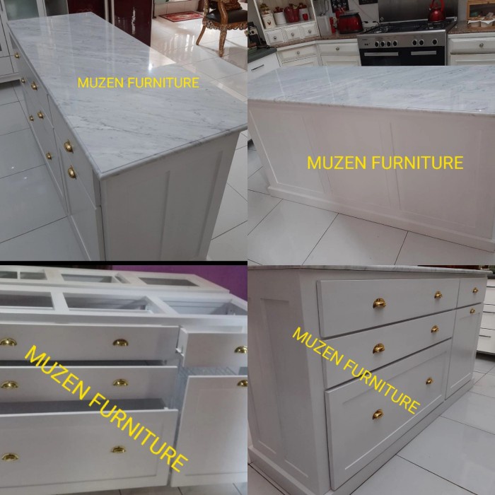 Meja Bar Island Kitchen Table Duco Top Marmer