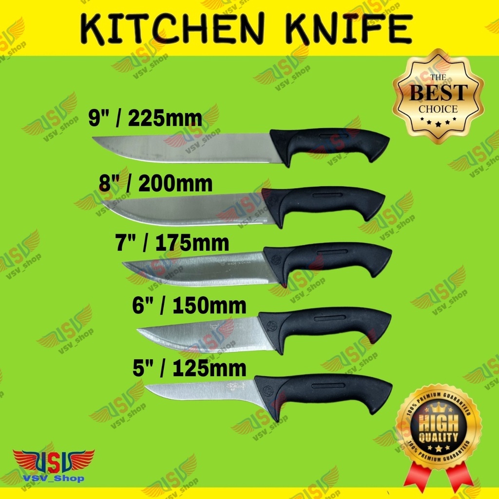 Pisau Dapur Gagang Plastik PP Premium Kitchen Knife 7&quot; Chef Knife