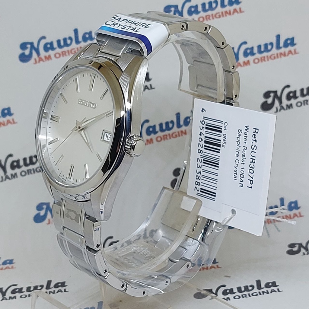 Seiko Quartz SUR307P1 Classic Sapphire Silver - Jam Tangan Pria SUR307