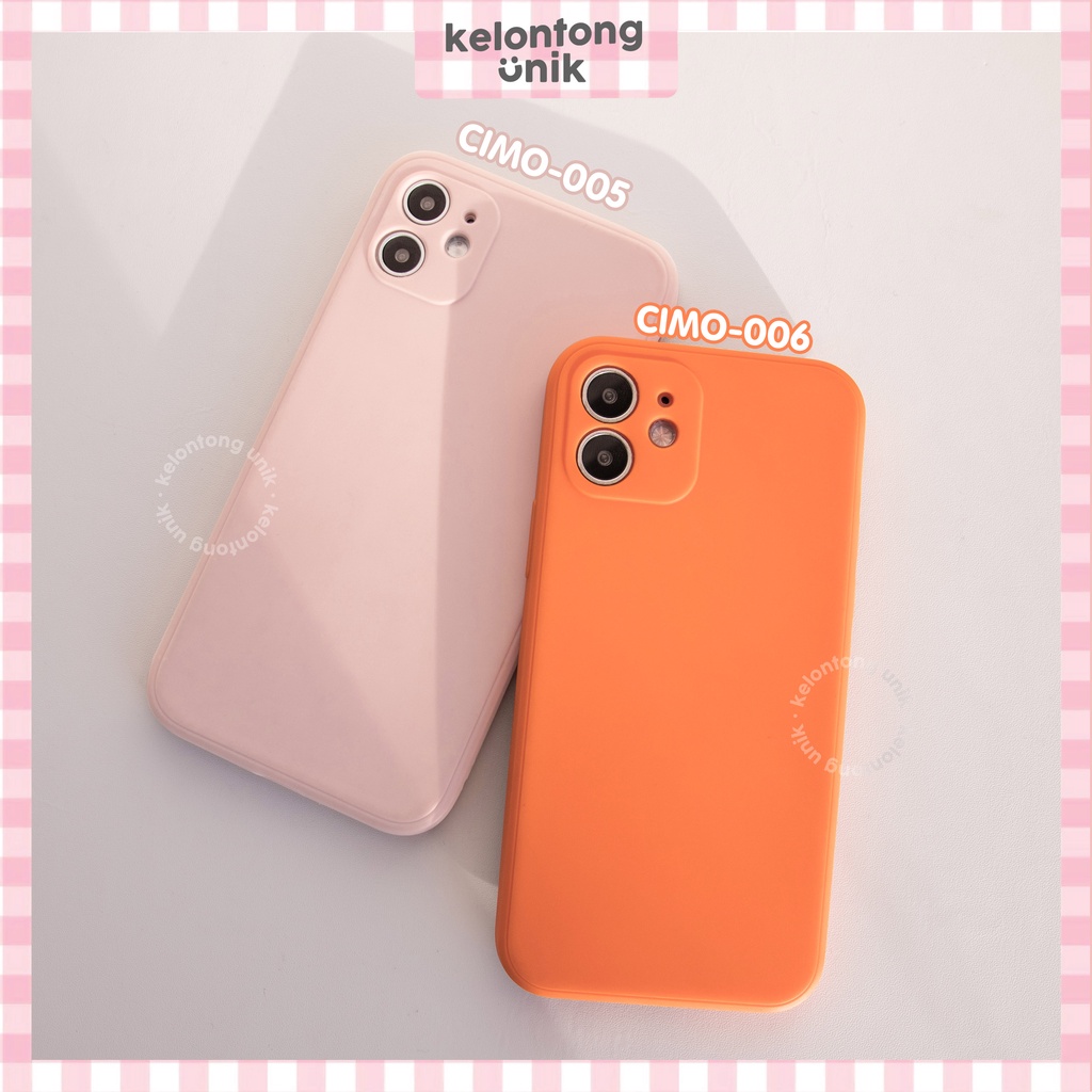 (Seri 3) iPhone - Square Edge Silicone Matte Macaron Soft Case + Lens Cover