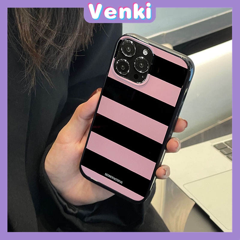 iPhone Case For 14 Series TPU Soft Case Sweet Style Glossy Black-pink Stripe Candy Case Camera Protection Shockproof For iPhone 14 13 12 11 Plus Pro Max 7 Plus X XR