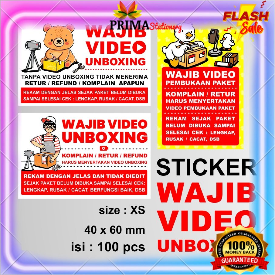 

STICKER WAJIB VIDEO UNBOXING size XS 4x6 cm