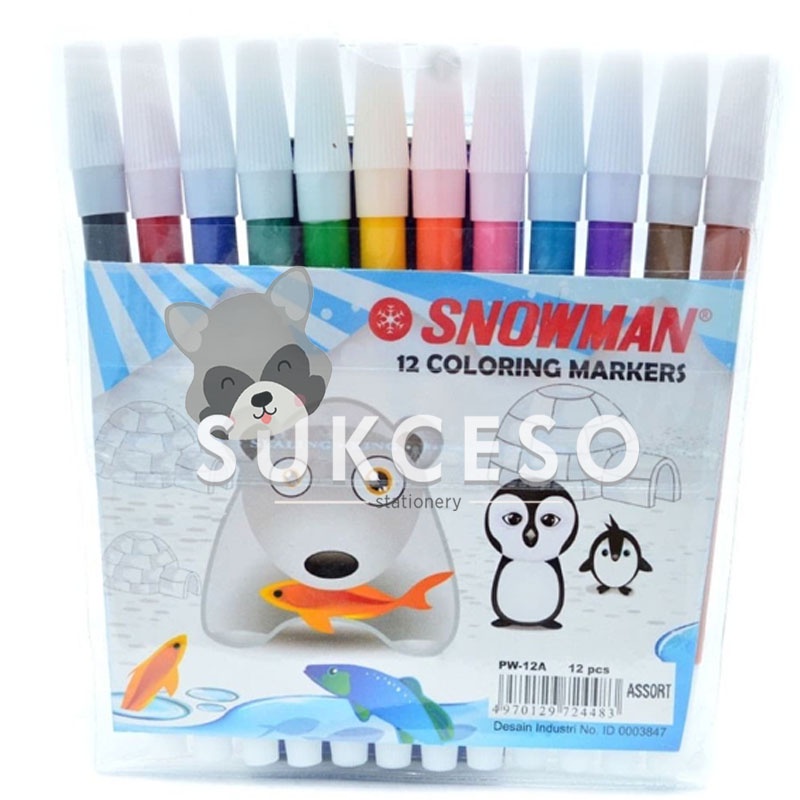 

Snowman Spidol Kecil 12 Warna Per Set SNOWMAN PW-12A