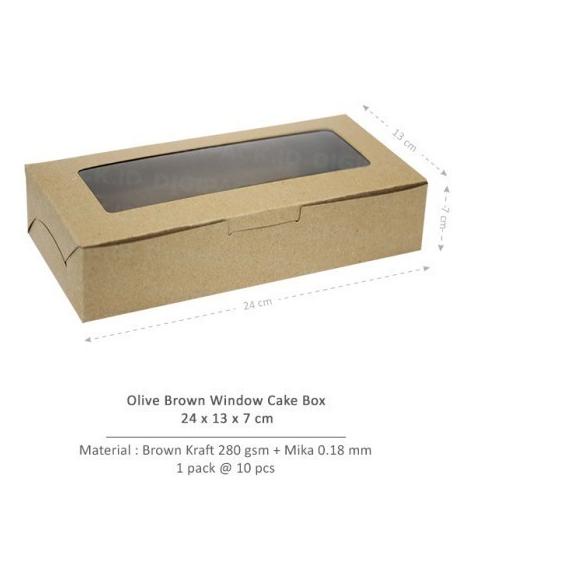 

[Digipack] Olive Brown Window Cake Box 24 x 13 x 7 | Kotak | Dus Kue