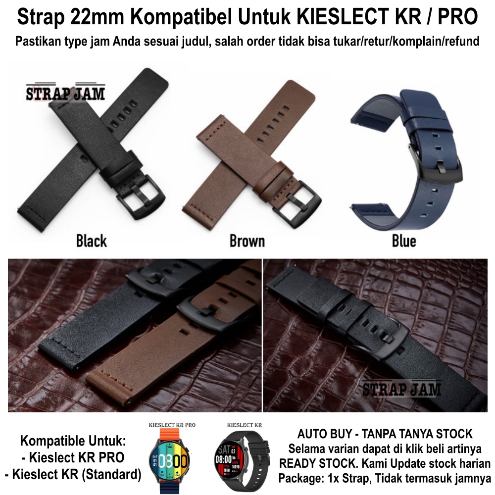 Modern Leather Strap 22mm Kieslect KR Pro - Tali Jam Tangan Kulit Simple