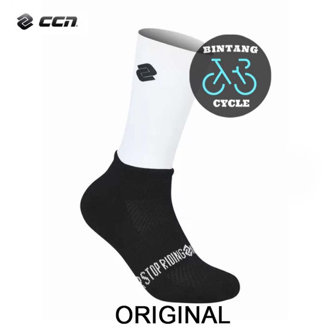 CCN SPORT AERO TT SOCKS BLACK WHITE - KAOS KAKI Sepeda SOCK CCN