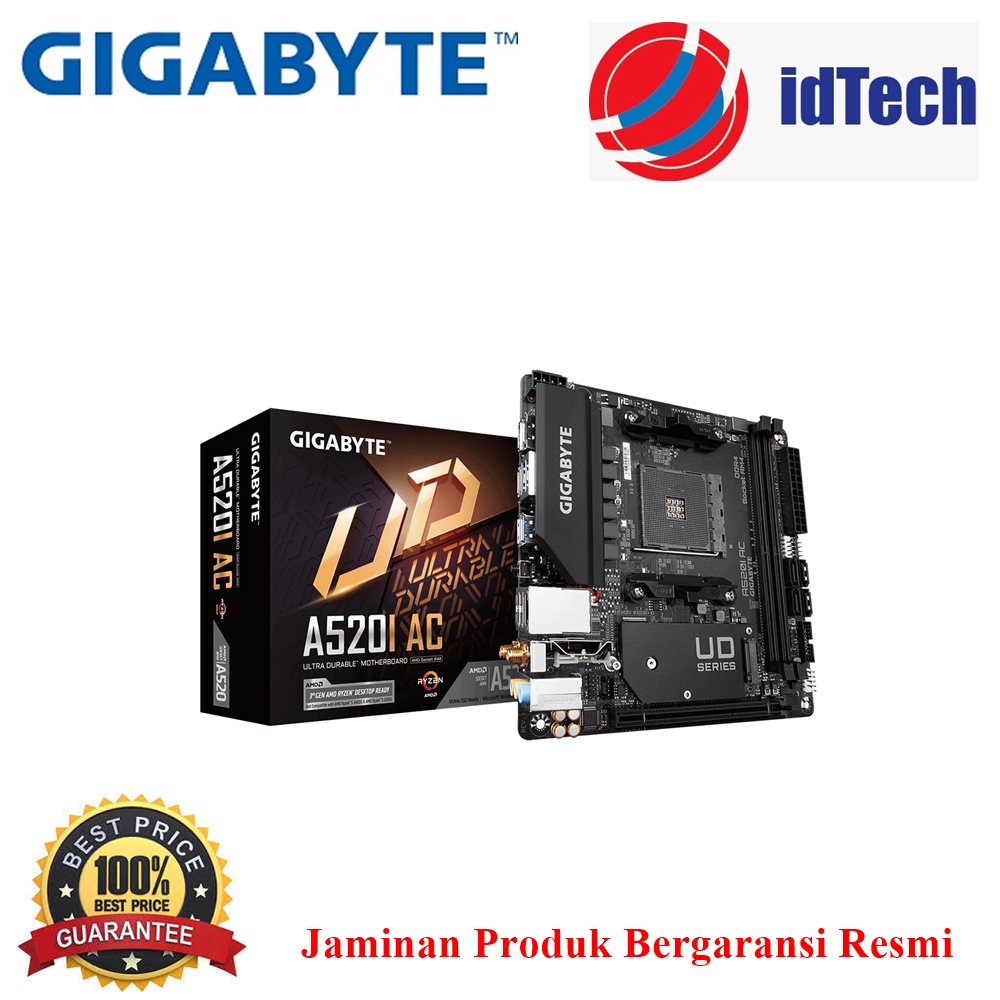 Gigabyte Motherboard AMD A520I AC Socket AM4 Mini-ITX 2 x DDR4