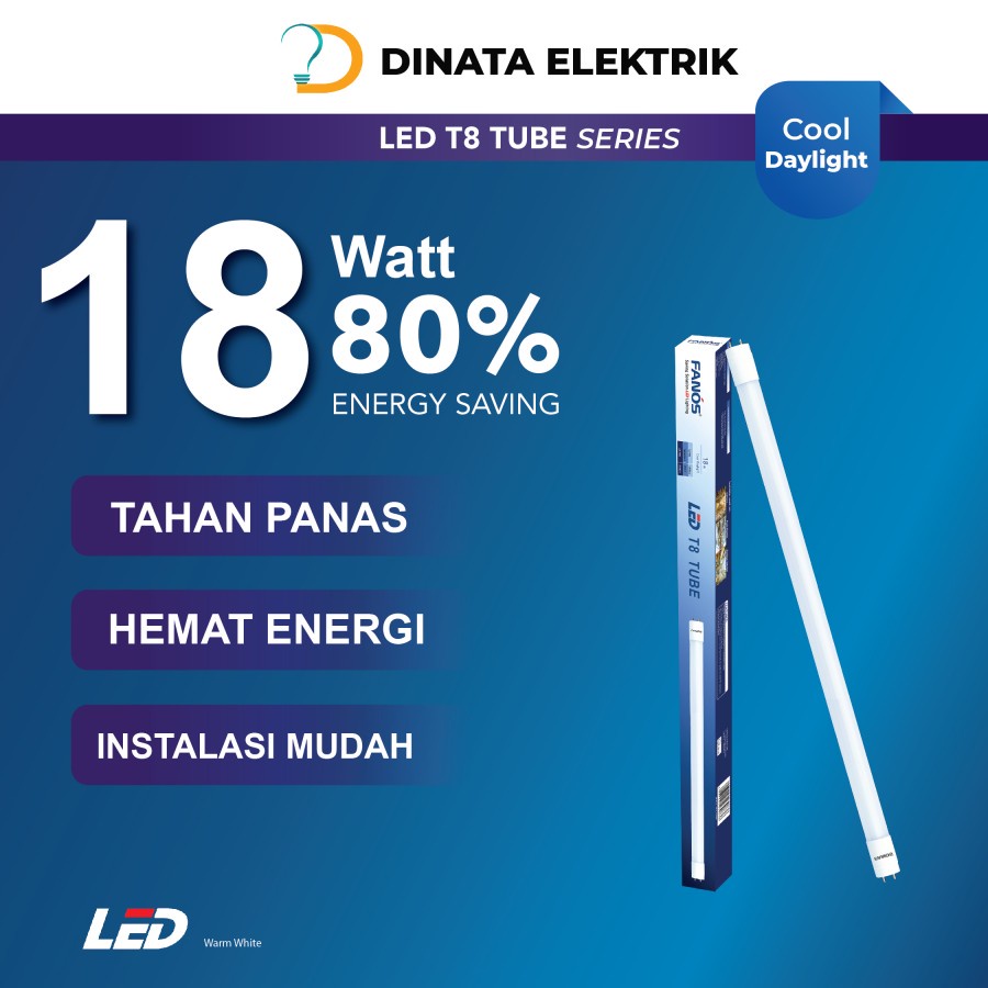 LAMPU FANOS TUBE LED CDL 18W PUTIH