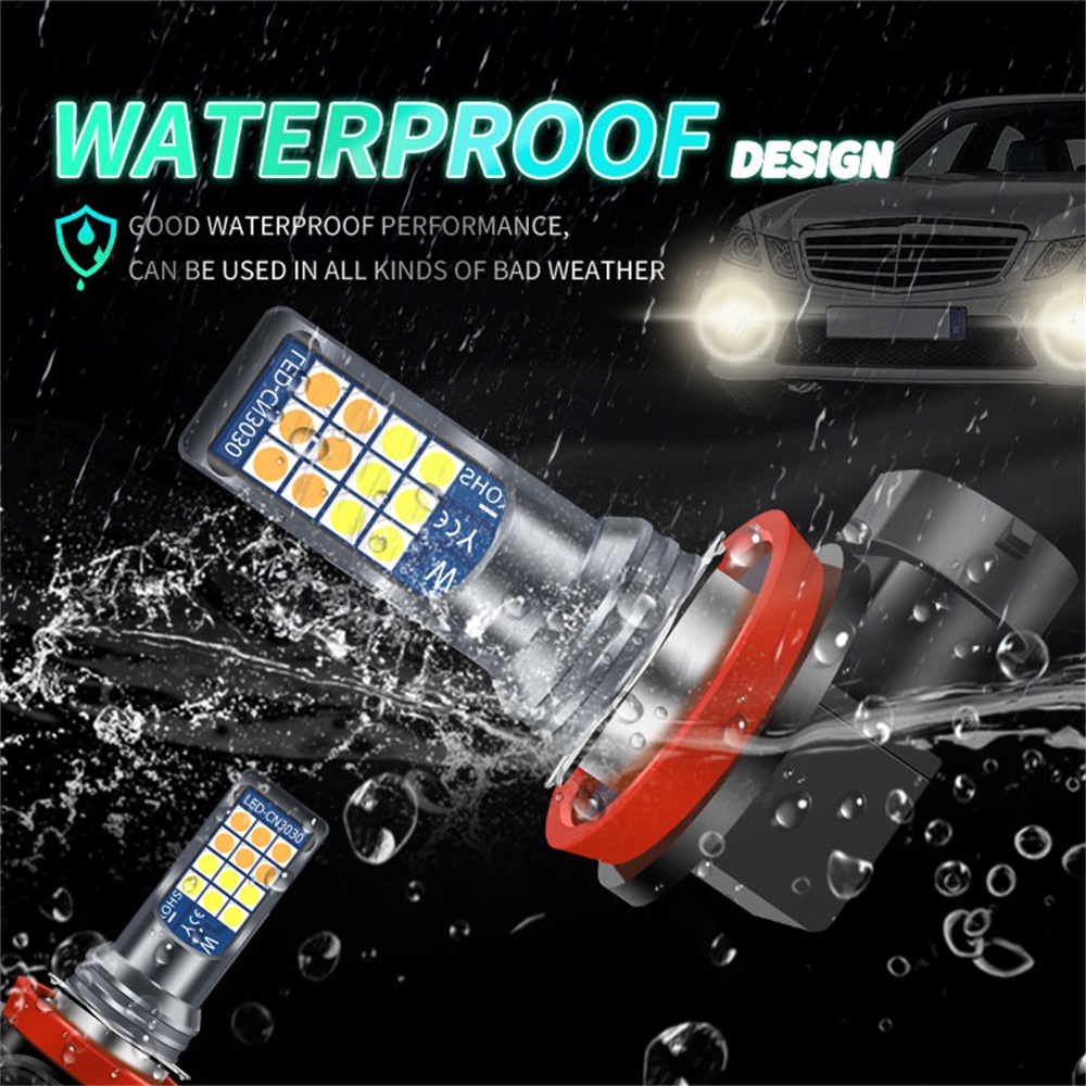 1 Pc Lampu Kabut 24 LED H11 H3 H7 H8 9006 Dua Warna Untuk Mobil