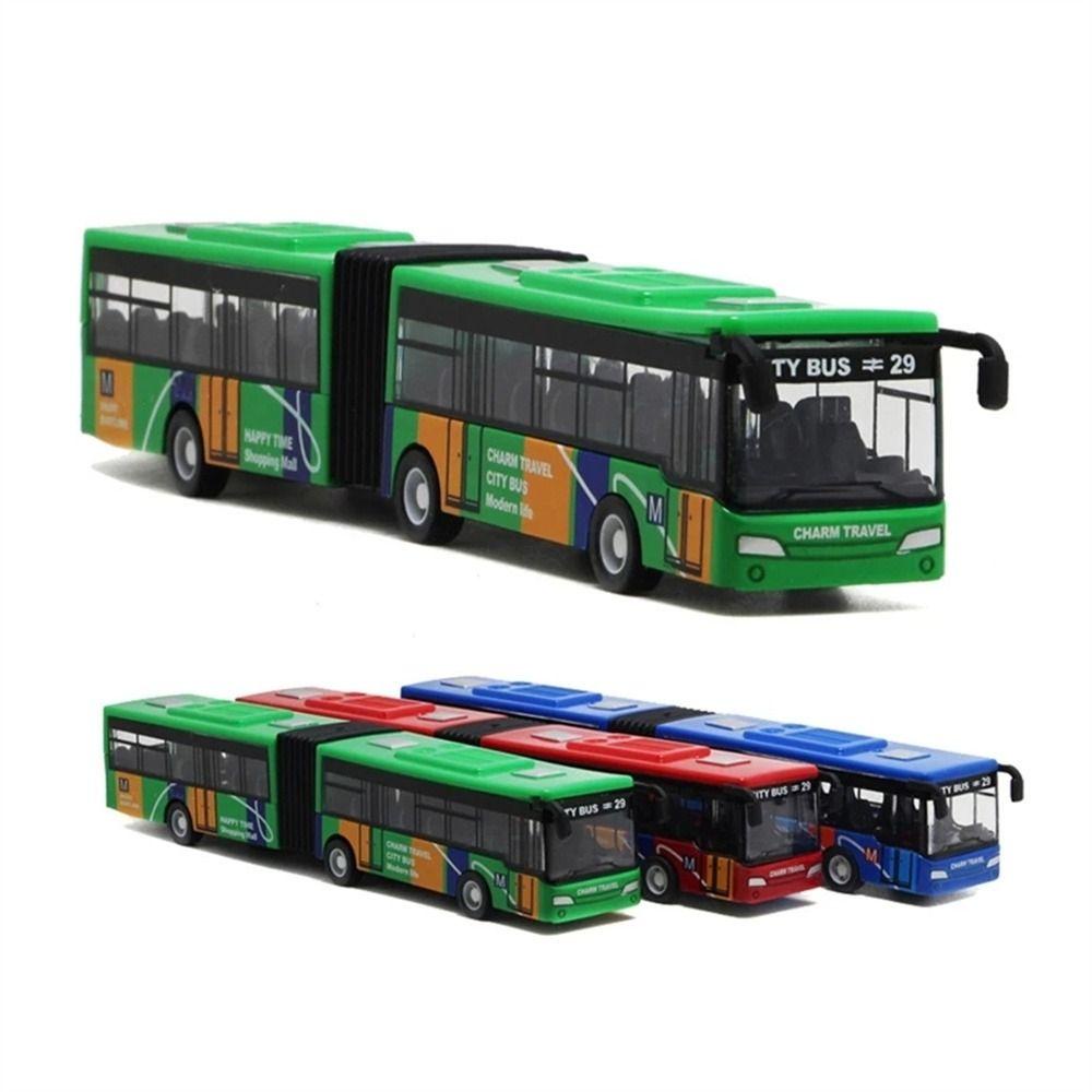 Quinton Diecast Bus Mainan Balita Anak Hadiah Untuk Kendaraan Mainan Anak Laki-Laki Model Bis Mobil Mainan Edukasi Pull Back and Go Articulated Bus