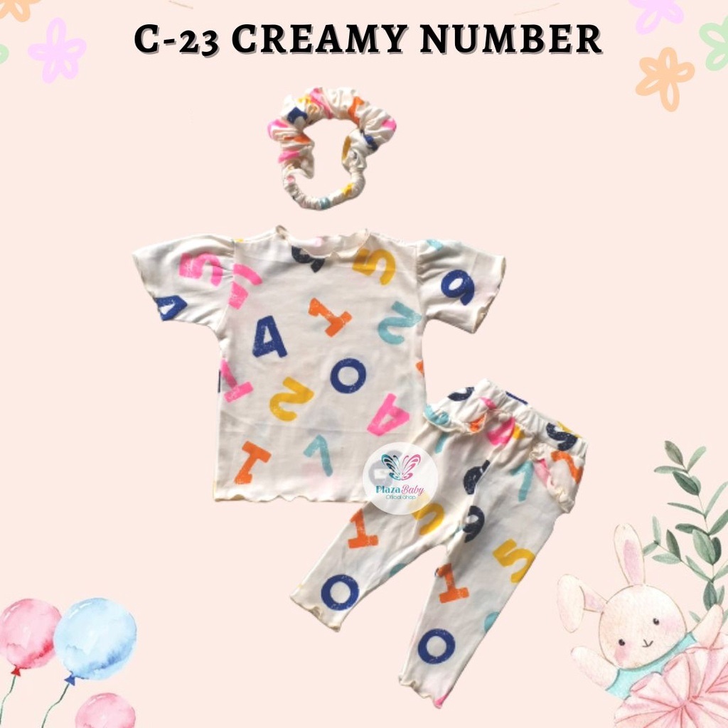 Plazababyku MX CARISSA setelan bayi motif bunga yang lucu free headband scrunchie + sandal PART2