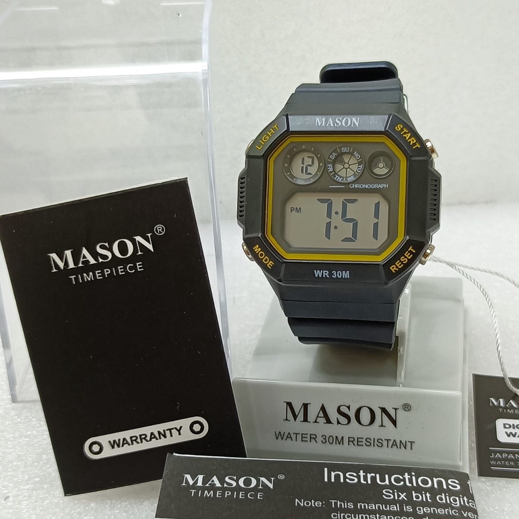 BISA COD! Jam Tangan Cowok Pria Mason 5103 LED Petak Digital Import Murah Mewah BONUS BATERAI CADANGAN!
