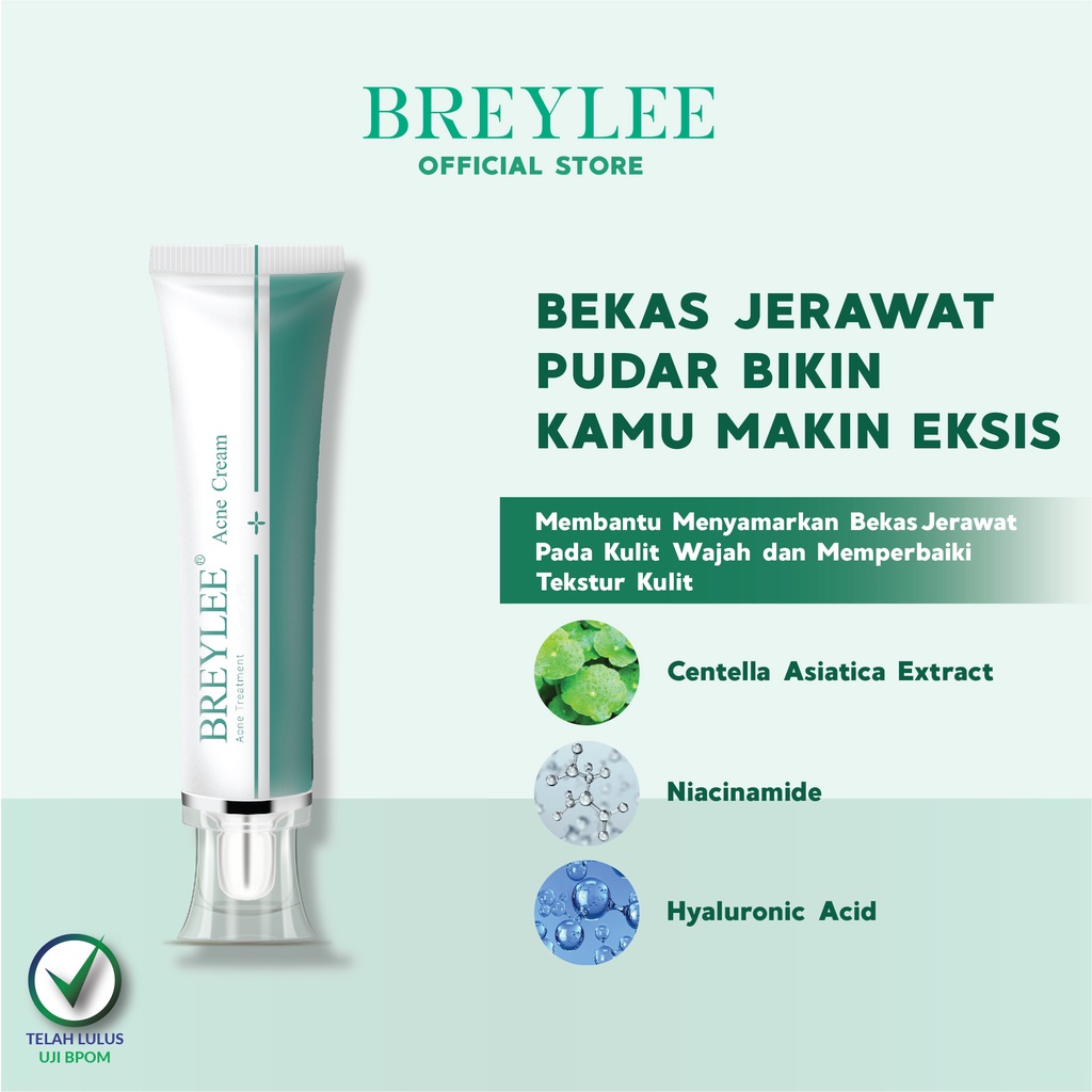 Penghilang Bekas Jerawat BREYLEE Acne Cream Scar Removal Penghilang Noda Bekas Jerawat, Luka &amp; Stretch Mark (30 g)